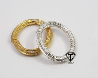 Fermoir mousqueton serti de diamants : fait main en argent sterling 925