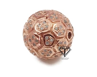 12 mm Pave Diamant Fußball Perle: Sterlingsilber