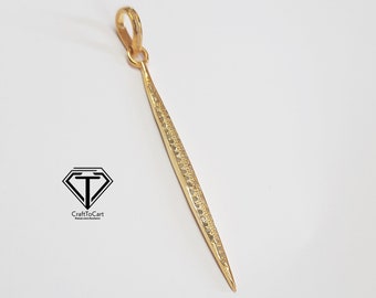 Pave Diamond Spike Pendant:  Sterling Silver Charm