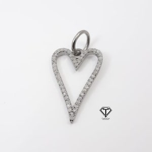 Pave Diamond Heart Pendant: Sterling Silver Charm