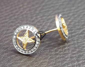 Pave-Diamant Stern-Ohrstecker: Sterlingsilber-Ohrstecker (11 mm)