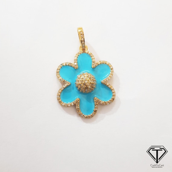 Pendentif Fleur En Or Jaune Et Argent Avec Diamants - Bijou Occasion, Pierres Argentées