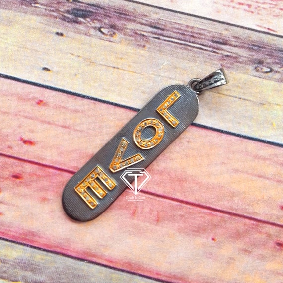 LOVE Letter Pendant: Pave Diamond Sterling Silver Charm