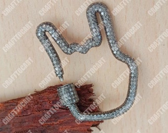 Pave Diamond Sterling Silver Skruvlås - 38 x 27 mm