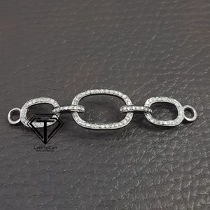 Pave Diamond Link Bracelet:  Sterling Silver Interlink Connector