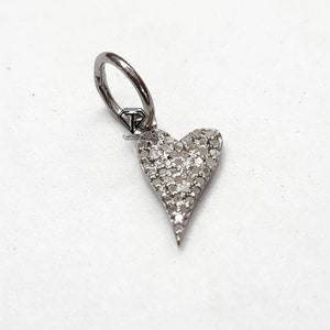 Pave Diamond Heart Charm Pendant: Sterling Silver Jewelry
