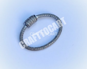 Pave Diamond Silver Handmade Oval Screw Lobster Lock