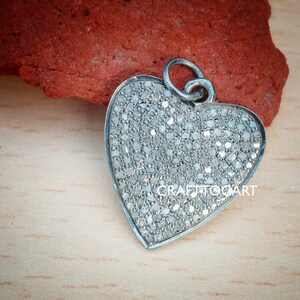 Dije de corazón, colgante de amor, plata de ley, fornituras de diamantes, joyería con diamantes pavé