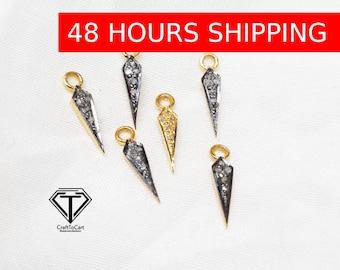 5Pc Pave Diamond Spike Charm Pendant,  Sterling Silver