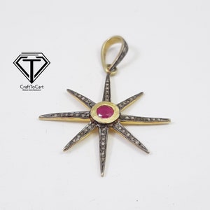 Pave Diamond Sunburst Pendant, Pave Sun Pendant, 925 Sterling Silver, Diamond Jewelry