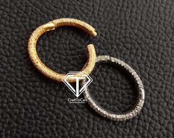 Handmade Pave Diamond Oval Clasp: 925 Sterling Silver