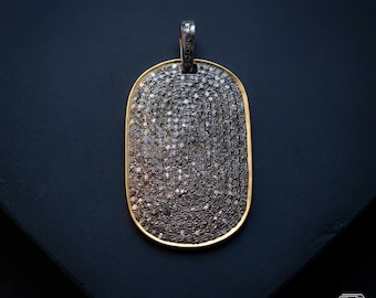 Pave diamantrektangelhänge: Sterlingsilverhänge (40 x 20 mm)