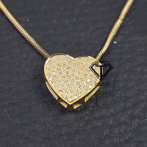 Pave Diamond Heart Pendant: Sterling Silver Diamond Jewelry