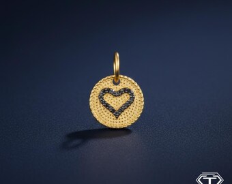 5Pc Pave Diamond Pendant Heart Charm