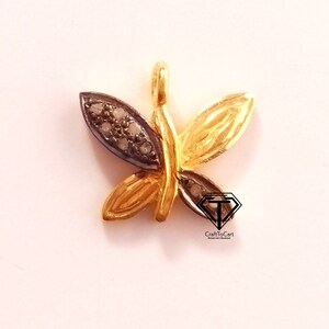 Dije de mariposa con diamantes pavé (5 piezas), plata de ley, accesorios de diamantes, joyería con diamantes pavé