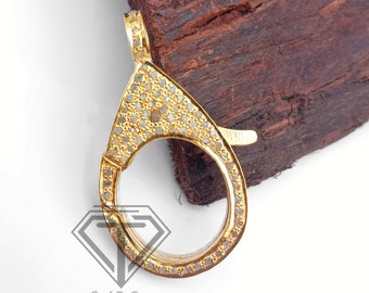 Pave Diamond Lobster Clasp: Handgjort lås i sterlingsilver (30 x 16 mm)
