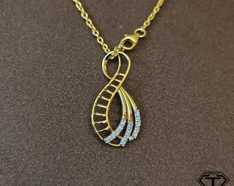 Pave Diamond Gold Pendant - Handmade Sterling Silver Jewelry