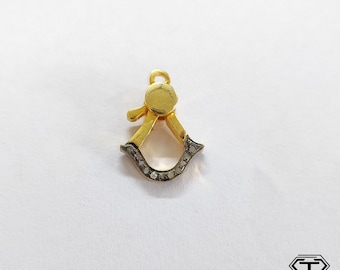 Cierre de langosta con diamantes pavé: cierre de plata de ley hecho a mano (20 x 14 mm)
