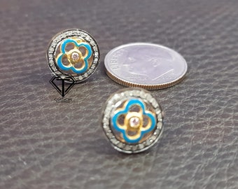 Pendientes de flor con diamantes pavé: accesorios de plata de ley