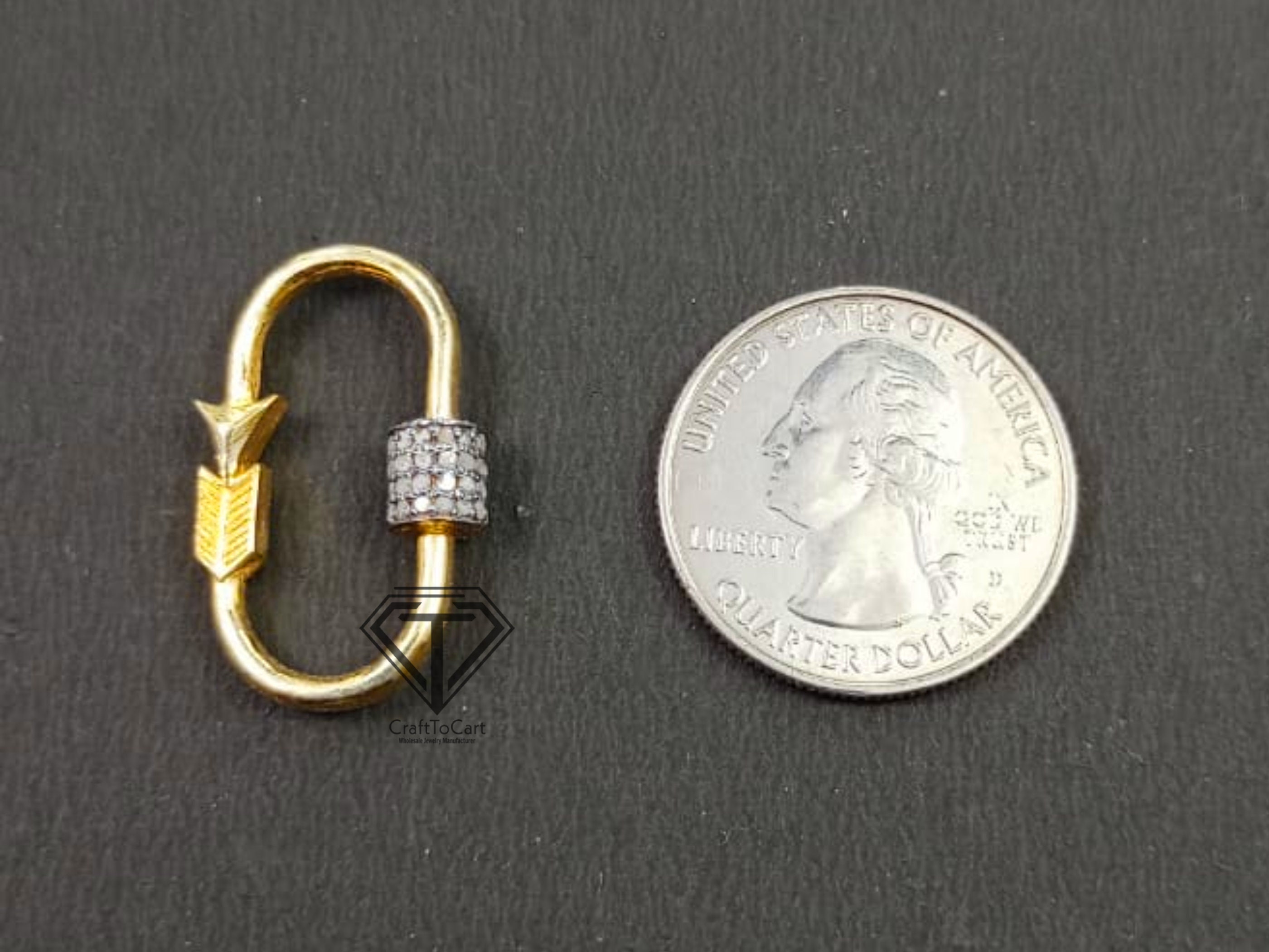 Mousqueton En Argent Sterling Avec Diamant - Fermoir à Vis Pavé émaillé Bleu - Bijoux Artisanaux