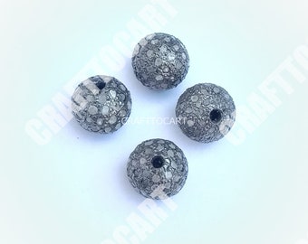5 Stück Pave Diamant Kugel Perlen: 6 mm Sterling Silber Zubehör