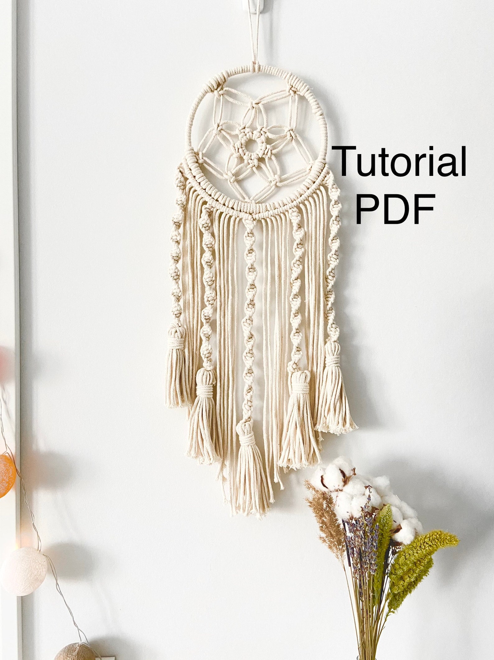 Macrame Dream catcher with tassels Pattern PDF Macrame wall Etsy