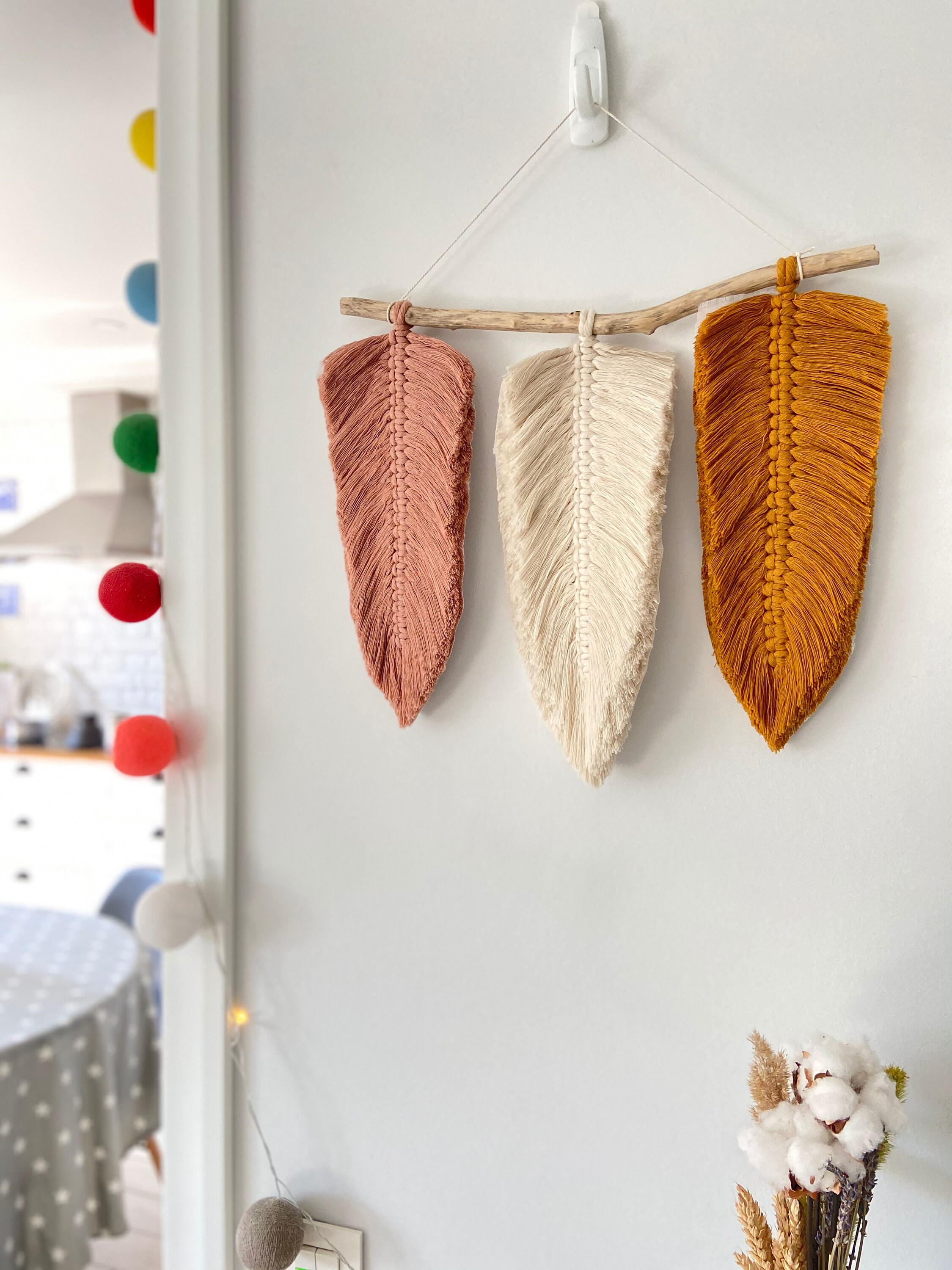 Macrame long feather PDF pattern DIY Macrame long Leaf Etsy