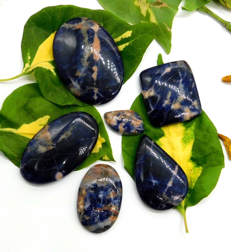 60/% Off Natural Beautifull Sodalite Cabochon Unique AA Design Fabulous Loose Gemstone Sodalite Mis Shape Amazing Quality 226Cts 6 Pieces