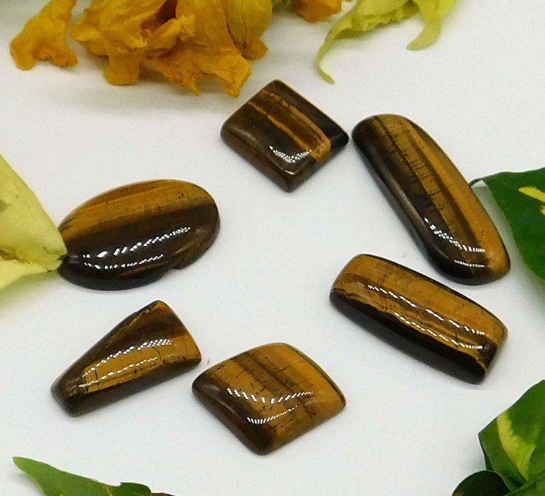 60/% Off Natural Beautifull Tiger Eye Cabochon Unique AA Design Fabulous Loose Gemstone Tiger Eye Mis Shape Amazing Quality 147Cts 6 Pieces