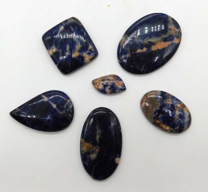 60/% Off Natural Beautifull Sodalite Cabochon Unique AA Design Fabulous Loose Gemstone Sodalite Mis Shape Amazing Quality 226Cts 6 Pieces