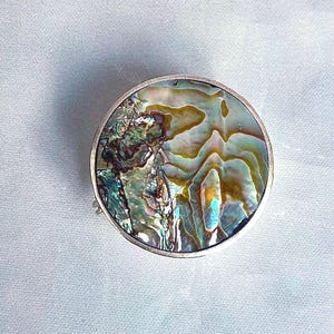 Mexican Silver Pill Box: Abalone Shell Lid, Collectible Keepsake
