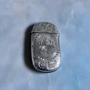 Antique Sterling Silver Vesta Case: Mid-Victorian Match Safe, Birmingham 1876