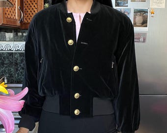 ESCADA Margaretha Ley vintage black velvet bomber jacket size 36 S