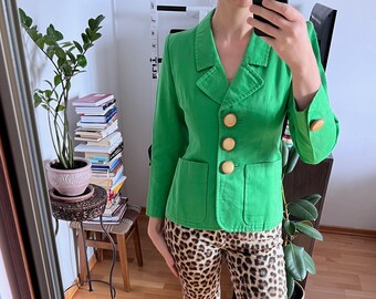 YSL Saint Laurent vintage green cotton jacket size FR36/ XS