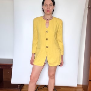 Vintage Rena Lange yellow jacket gold buttons size M