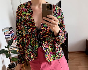 Vintage colourful cotton jacket blazer made in west germany size m-l