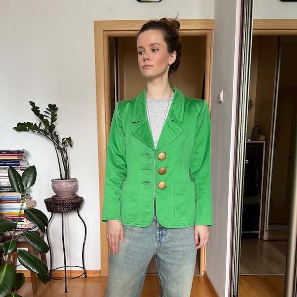 YSL Saint Laurent vintage green cotton jacket size FR36/ XS