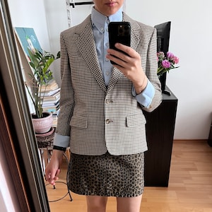 Asquasutum vintage check beige blazer jacket size XS
