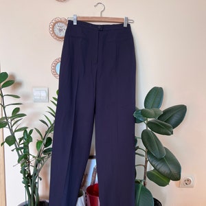 1997s Chanel authentic vintage classic straight casual black wool silk pants