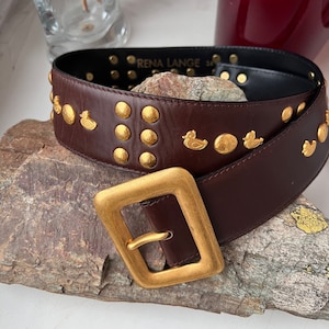 Rena Lange vintage brown leather decorated belt size S