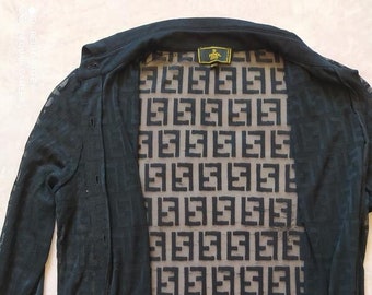 FENDI vintage monogram mesh black shirt size S-M