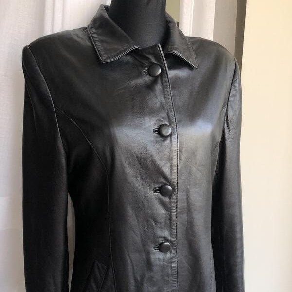 Guy Laroche Paris Vintage Classic Soft Leather Black Jacket Size M