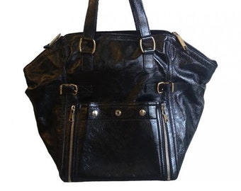 Downtown patent leather handbag Yves Saint Laurent Black in Patent