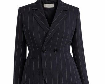 Vintage 80s YSL Saint Laurent Jacket - Blue Stripe Classic Size L