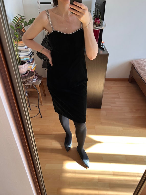 escada kleid schwarz weiss