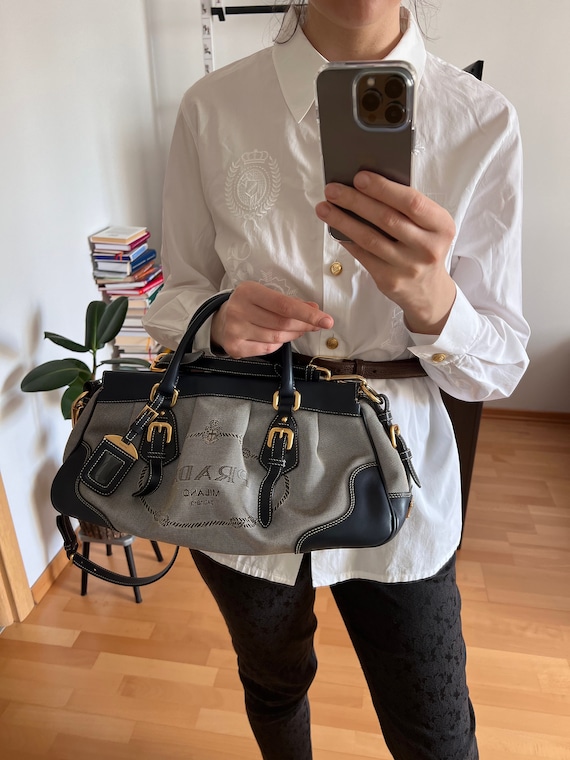 Prada Milano Dal 1913 Authentic Canvas Leather Vintage Bag Handbag