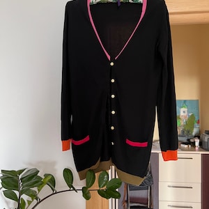 MOSCHINO Cheap and Chic black and rainbow vintage cardigan size M