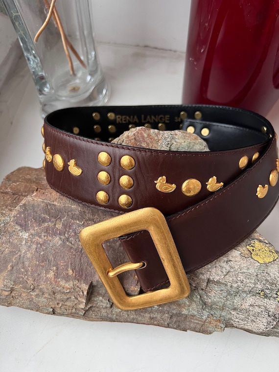 Rena Lange belt Rena Lange Beige and Black Leather Vintage Logo Belt Size M  main image 3