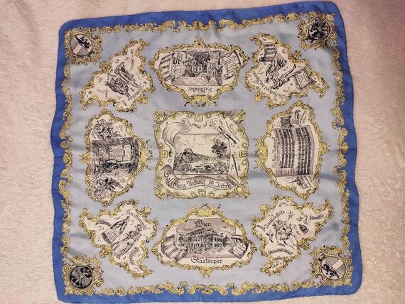 Amazing vintage silk scarf Mozart / Wolfgang Amade
