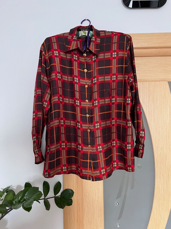 Escada the Rockies vintage silk check blouse shir… - image 1